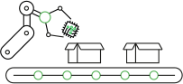 Illustration of an automatic packing process Illustration of an automatic packing process